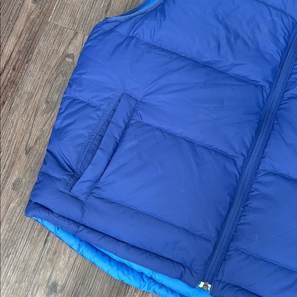 LL BEAN BLUE FULL ZIP REVERSIBLE GOOSE DOWN PUFFER VEST MENS LARGE - Picture 3 of 6